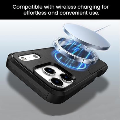 MXX for iPhone 17 Pro Max Case, Heavy Duty 3 in 1 Wing Design Protective Cover with MagSafe, Phone Case 2025 (Black) - color: Black, size: iPhone 17 Pro Max