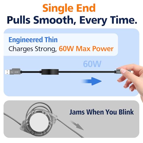 AGVEE 1ft Fixed / 2.3ft Extend One-End Retractable Multi Charging Cable - size: 1ft Fixed / 2.3ft Extend