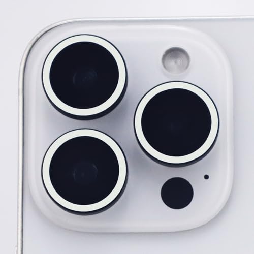 Luminous Camera Lens Protector for iPhone 16 Pro / 16 Pro Max Metal Ring Tempered Glass Glow in The Dark Lens Cover (3PCS) (White, for iPhone 16 Pro/16 Pro Max) - color: White