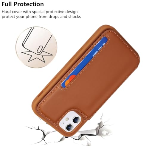 iCoverCase Compatible with iPhone 11 Case with Card Holder, Wallet Phone Case for Women Men RFID Blocking PU Leather Protective Case 6.1 Inch (Light Brown) - color: Light Brown