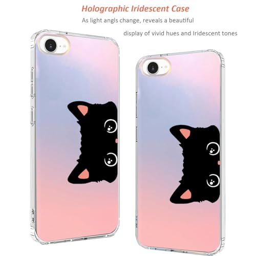 for iPhone 17e & 16e Case: Slim Clear Matte Cute Flowers Floral Design for Girls Women Military Grade Drop Protection TPU Bumper Shockproof Silicone Phone Cover (Cat Ear) - color: Fun Cat Ear