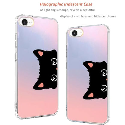 for iPhone 17e & 16e Case: Slim Clear Matte Cute Flowers Floral Design for Girls Women Military Grade Drop Protection TPU Bumper Shockproof Silicone Phone Cover (Cat Ear) - color: Fun Cat Ear