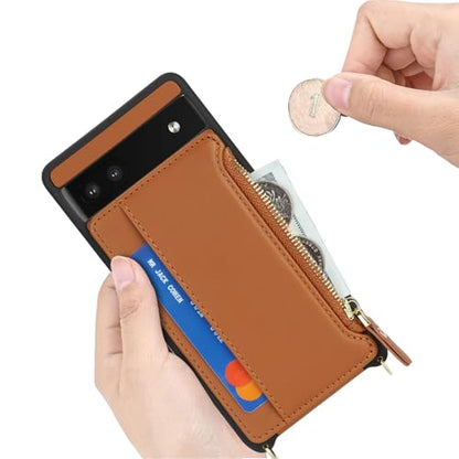 Cavor Compatible with Google Pixel 6a Case Wallet, Brown - color: Brown, size: Google Pixel 6a
