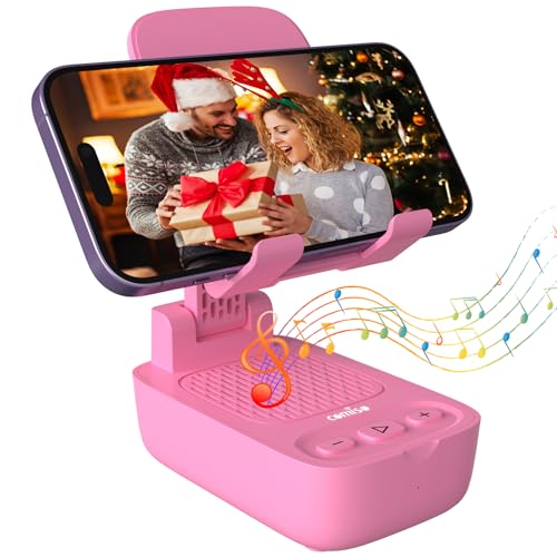 comiso Phone Stand with Bluetooth Speaker, HD Stereo, Adjustable - color: Pink