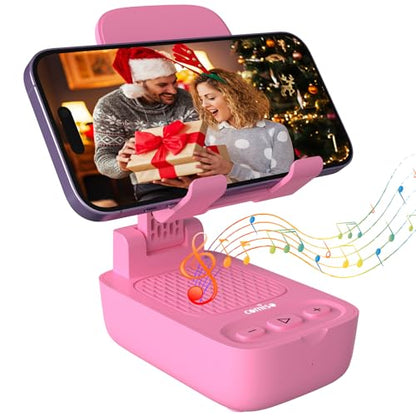 comiso Phone Stand with Bluetooth Speaker, HD Stereo, Adjustable - color: Pink