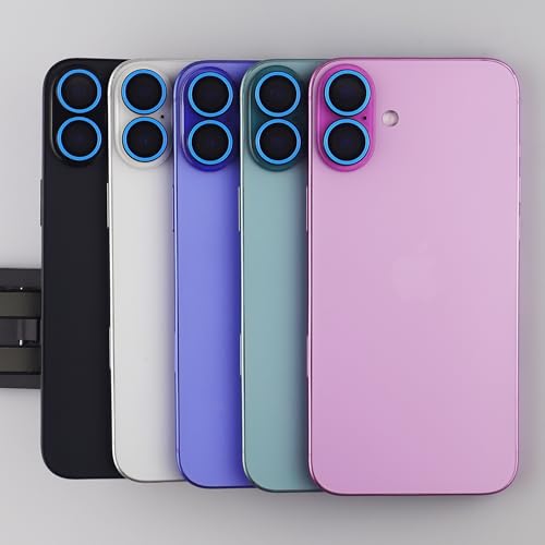 Luminous Camera Lens Protector for iPhone 16/16 Plus Individual Metal Ring Tempered Glass Glow in The Dark Lens Cover (2PCS) (Blue, for iPhone 16/16 Plus) - color: Blue