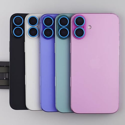 Luminous Camera Lens Protector for iPhone 16/16 Plus Individual Metal Ring Tempered Glass Glow in The Dark Lens Cover (2PCS) (Blue, for iPhone 16/16 Plus) - color: Blue