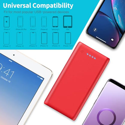 Portable Charger Power Bank 26800mah,Ultra-High Capacity Safer External Cell Phone Battery Pack,2 USB Output High Speed Charging Power bank Compatible with iPhone 17 16 15 14 13 Samsung Android LG-Red - color: Red