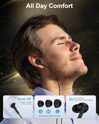 USB C Wired Earbuds iPhone Headphones for Samsung Galaxy S26 Ultra S25 S24 - color: Black