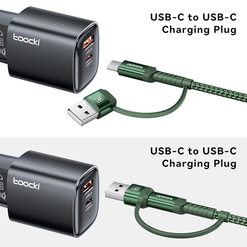 240W USB C to USB C Cable 10FT 2Pack, 2-in-1 Right Angle, Fast Charging - color: Green