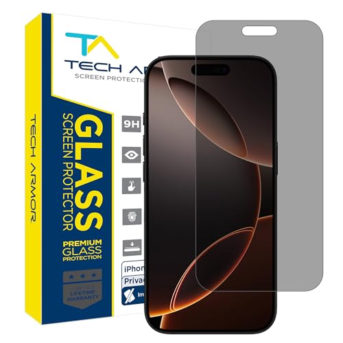 Tech Armor Privacy Glass for iPhone 16 Pro Screen Protector 1-Pack - size: iPhone 16 Pro-6.3 Inch
