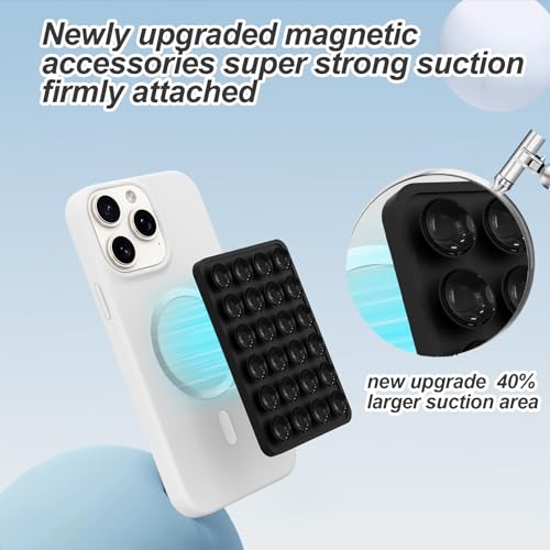 Magnetic Suction Phone Mount for MagSafe Case,Silicone Sticky (Black) - color: Black