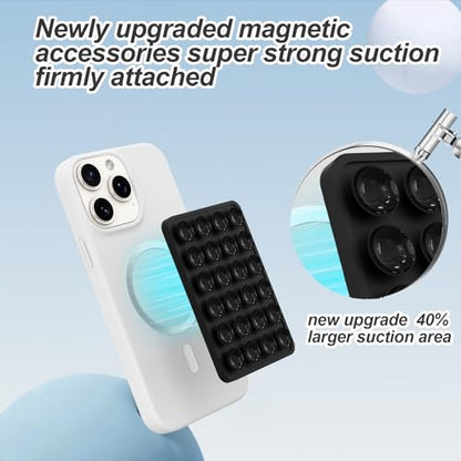 Magnetic Suction Phone Mount for MagSafe Case,Silicone Sticky (Black) - color: Black