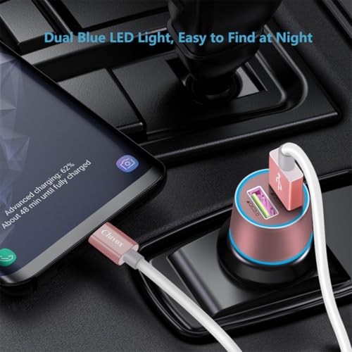 36W Fast USB Car Charger for Samsung A57/A56/A55/A37/A17/A36 Android-Pink - color: Rose Gold