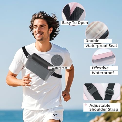 Waterproof Phone Pouch, Transparent and Touchable Fanny Pack for Women Men, Universal Beach Bags Waterproof Sandproof with Adjustable Waist Strap (Pink) - color: Pink