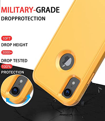Diverbox for iPhone Xr Case [Shockproof] [Dropproof] [Dust-Proof],Heavy Duty Protection Phone Case Cover for Apple iPhone XR (Yellow) - color: Yellow-3in1