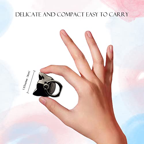 [2 Packs] Cat Glossy Cell Phone Ring Holder Stand, 360 Degree Rotation Finger Ring Kickstand with Polished Metal Phone Grip for Magnetic Car Mount, Smartphone Accessories