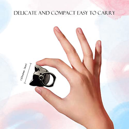 [2 Packs] Cat Glossy Cell Phone Ring Holder Stand, 360 Degree Rotation Finger Ring Kickstand with Polished Metal Phone Grip for Magnetic Car Mount, Smartphone Accessories