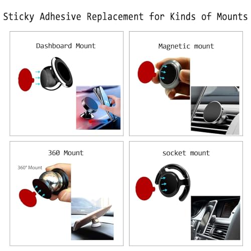 [10 Pack VHB Sticky Adhesive Pads for Socket Mount Base, Duble Side Heat Resistant Strong Sticker Replacement Tape for Phone Collapsible Grip & Stand Back, 1.3 Inches, Grey