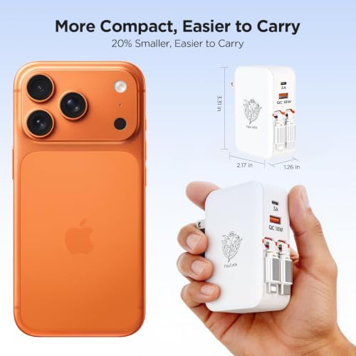 4-in-1 Retractable Wall Charger,35W Ultra-Compact Travel Charger - color: White