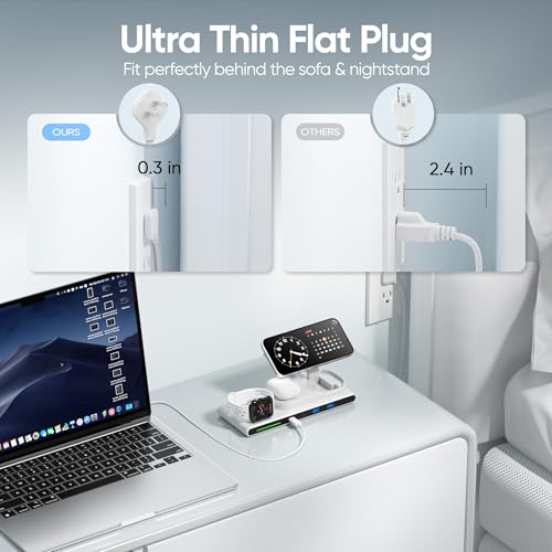 7-in-1 Wireless Charging Station for Apple Devices, ACOZVIN Magnetic Wireless Charger &4 USB Ports(PD65W USB-C), 5FT Cord Flat Plug, Foldable Charger Stand for MacBook,iPhone 16/15/14, iWatch &AirPods