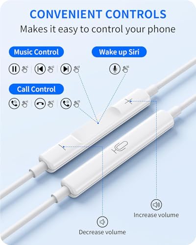 2 Packs Wired Earbuds Headphones for iPhone with Built-in Mic & Remote