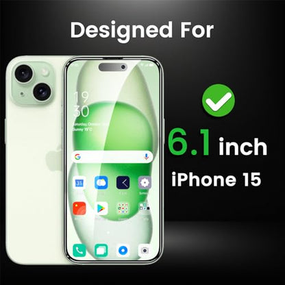 Romkasi 4 Pack Privacy Screen Protector for iPhone 15 6.1 Inch with 4 Pack Camera Lens Protector, Anti Spy Tempered Glass Film, Anti-Scratch, Touch Sensitive, Case Friendly - color: iPhone 15