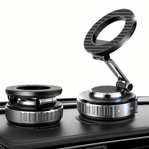 JOUJBAIL Upgraded Car Phone Holder for Magsafe [108LBS Ultra Suction] 360° Adjustable Vacuum Magnetic Phone Holder, Foldable Cell Phone Mount for iPhone 12-17 Series & Android, Great Gifts