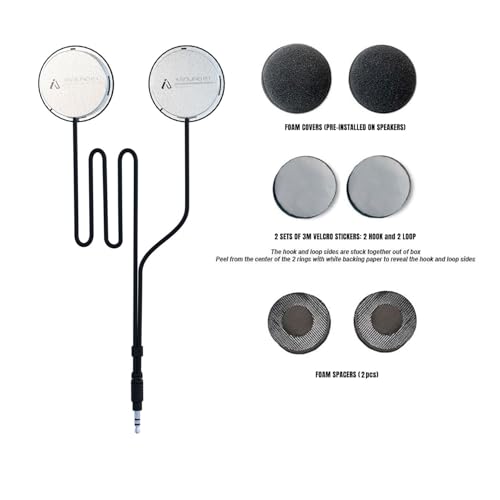 I A S U S XS2.1R Helmet Speaker with Foam Spacers Kit - High Performance Speaker Headphones - 3.5mm Earbud Jack Compatible with Most Helmet Comm Systems - Fits Most Ski, Snowboard & Motorcycle Helmets