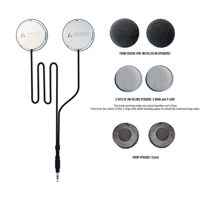 I A S U S XS2.1R Helmet Speaker with Foam Spacers Kit - High Performance Speaker Headphones - 3.5mm Earbud Jack Compatible with Most Helmet Comm Systems - Fits Most Ski, Snowboard & Motorcycle Helmets