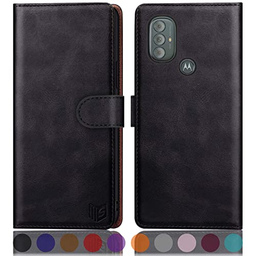 SUANPOT for Motorola（Moto G Power 2022） Wallet case 【RFID Blocking】 Credit Card Holder, Flip Folio Book PU Leather Phone case Shockproof Cover for Women Men Power2022 Black - color: Black