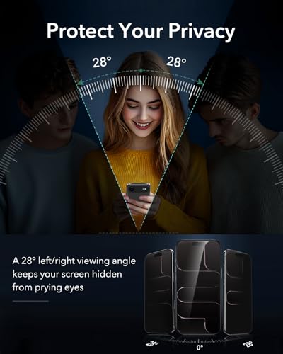 ESR 3 Pack for iPhone 17 Air Privacy Screen Protector, Armorite | 7X Impact Absorption, 9H+ Tempered Glass, Anti-Spy, Easy One-Pull Installation, UltraFit Tray, Full-Coverage Protection - size: iPhone Air 6.5 inch