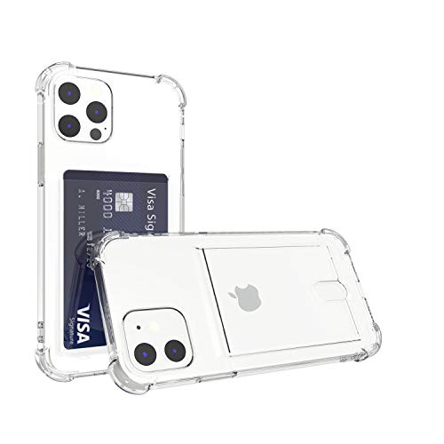 Upgrade Clear Card Case Compatible with iPhone 12/12 Pro 6.1 inch, Slim Fit Thin Protective Soft TPU Shock-Absorbing Wallet Case with Card Holder - size: iPhone 12 Pro