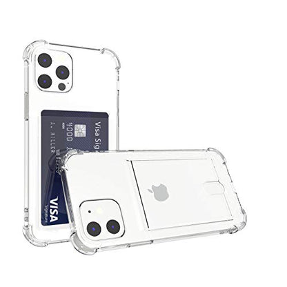 Upgrade Clear Card Case Compatible with iPhone 12/12 Pro 6.1 inch, Slim Fit Thin Protective Soft TPU Shock-Absorbing Wallet Case with Card Holder - size: iPhone 12 Pro