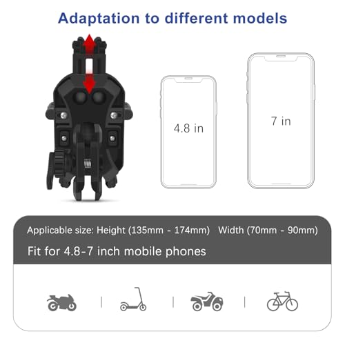 Motorcycle Rear View Mirror Phone Mount Compatible with 4.8-7" Cell Phone - color: Rearview Mirror Mount