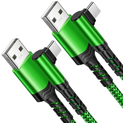 Right Angle Type C Charger Fast Charging 10ft 90 Degree USB C Cable - color: Green, size: 10ft