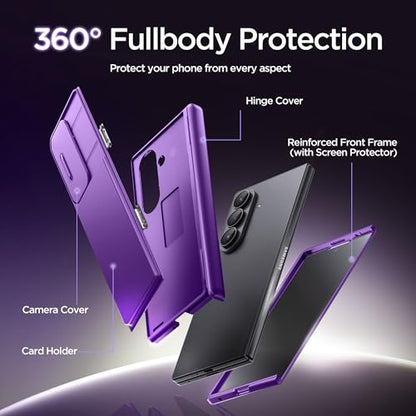 TONGATE Wallet for Z Fold 7 Case with Privacy Screen Protector, Purple - color: Purple