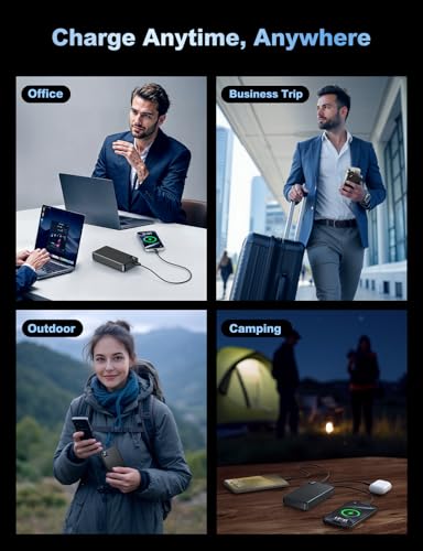 Portable Charger 56800mAh, 22.5W Fast Charging Power Bank with LED Display - color: Black