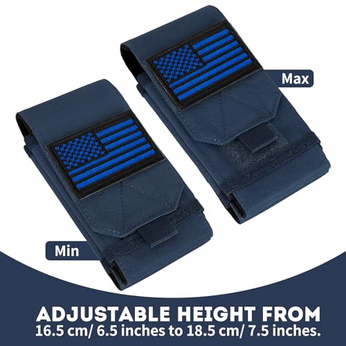 Dual Tactical Phone Pouch Molle Phone Holster Double Capacity Holder Universal Utility EDC Pouch for iPhone 17 Pro Max/17 Pro/16 Pro Max/16 Pro/15 Pro Max/15 - color: Deep Blue