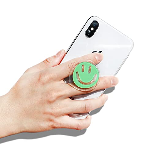 GRIPONG Smiley Face Phone Grip - Fun and Expandable Accessory for Enhanced Smartphone Stability - Smiley Design, Strong Adhesion, Versatile Use (Mint Smiley PG) - color: Mint Smiley PG