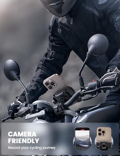 Lamicall Motorcycle Bike Phone Mount, 1s Lock Bike Phone Holder - color: Black
