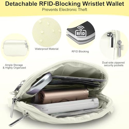 Phone Lanyard Crossbody with Detachable RFID Wallet (Beige) - color: Beige, size: Medium