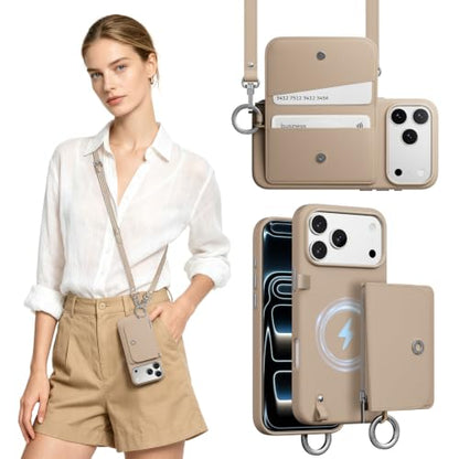 MAGEASY Pouch MagSafe Crossbody Wallet Phone Case for iPhone 18 Pro Max & 17 Pro Max - Removable Wallet with Strap, 16ft Drop Protection, Card Holder Coin Pocket Magnetic Purse (Camel Brown) - color: Camel Brown, size: iPhone 17/18 Pro Max