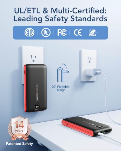 VEEKTOMX 10000mAh Portable Charger with Built-in Cables & Wall Plug - color: BLACK