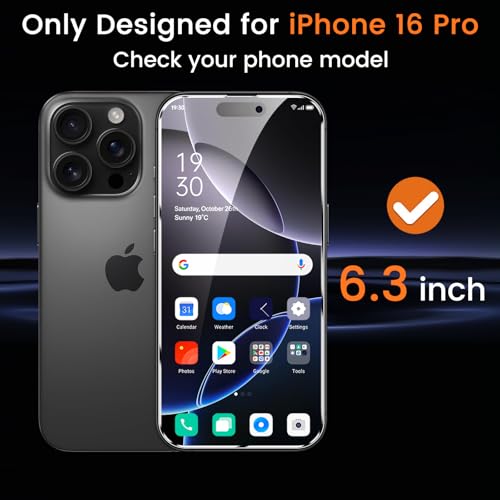 Lesakit 4+4 Pack Privacy Screen Protector for iPhone 16 Pro 6.3-Inch with 4 Pack Camera Lens Protector, Anti Spy Tempered Glass Film 9H Hardness Case Friendly - size: iPhone 16 Pro