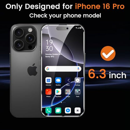 Lesakit 4+4 Pack Privacy Screen Protector for iPhone 16 Pro 6.3-Inch with 4 Pack Camera Lens Protector, Anti Spy Tempered Glass Film 9H Hardness Case Friendly - size: iPhone 16 Pro