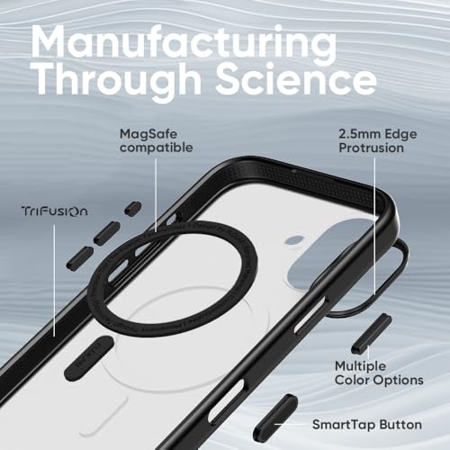 FLOLAB Surtect Tri-Fusion Magnetic for iPhone 17 Case Protective Slim Design Magsafe Compatible Military Grade - Black Matte Translucent - color: Black Matte Translucent, size: iPhone 17
