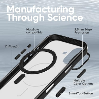 FLOLAB Surtect Tri-Fusion Magnetic for iPhone 17 Case Protective Slim Design Magsafe Compatible Military Grade - Black Matte Translucent - color: Black Matte Translucent, size: iPhone 17