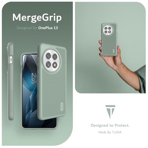 TUDIA MergeGrip for OnePlus 13 Case 5G (2025) - [Military Grade Drop Tested] Dual Layer Shockproof Slim Heavy Duty Tough Cover Phone Cases - Green Lily - color: Green Lily, size: Basic