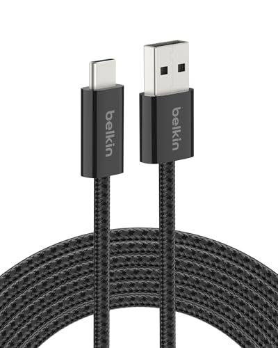 Belkin USB A to USB C 15W Braided Cable 9.9ft iPhone Charger Cord - color: Black, style: 9.9 ft